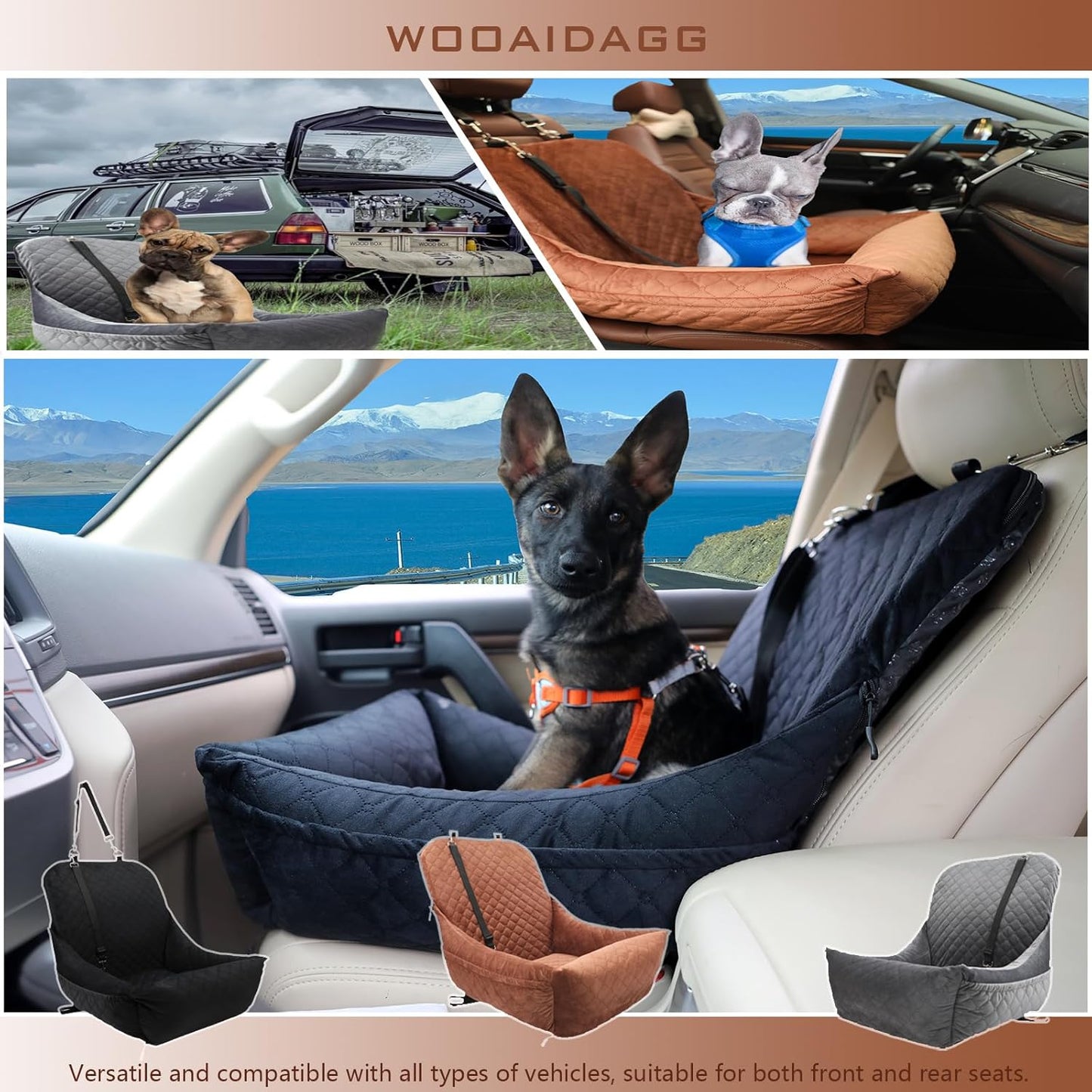 Dog Car Seat for Small Dogs (Brown)
