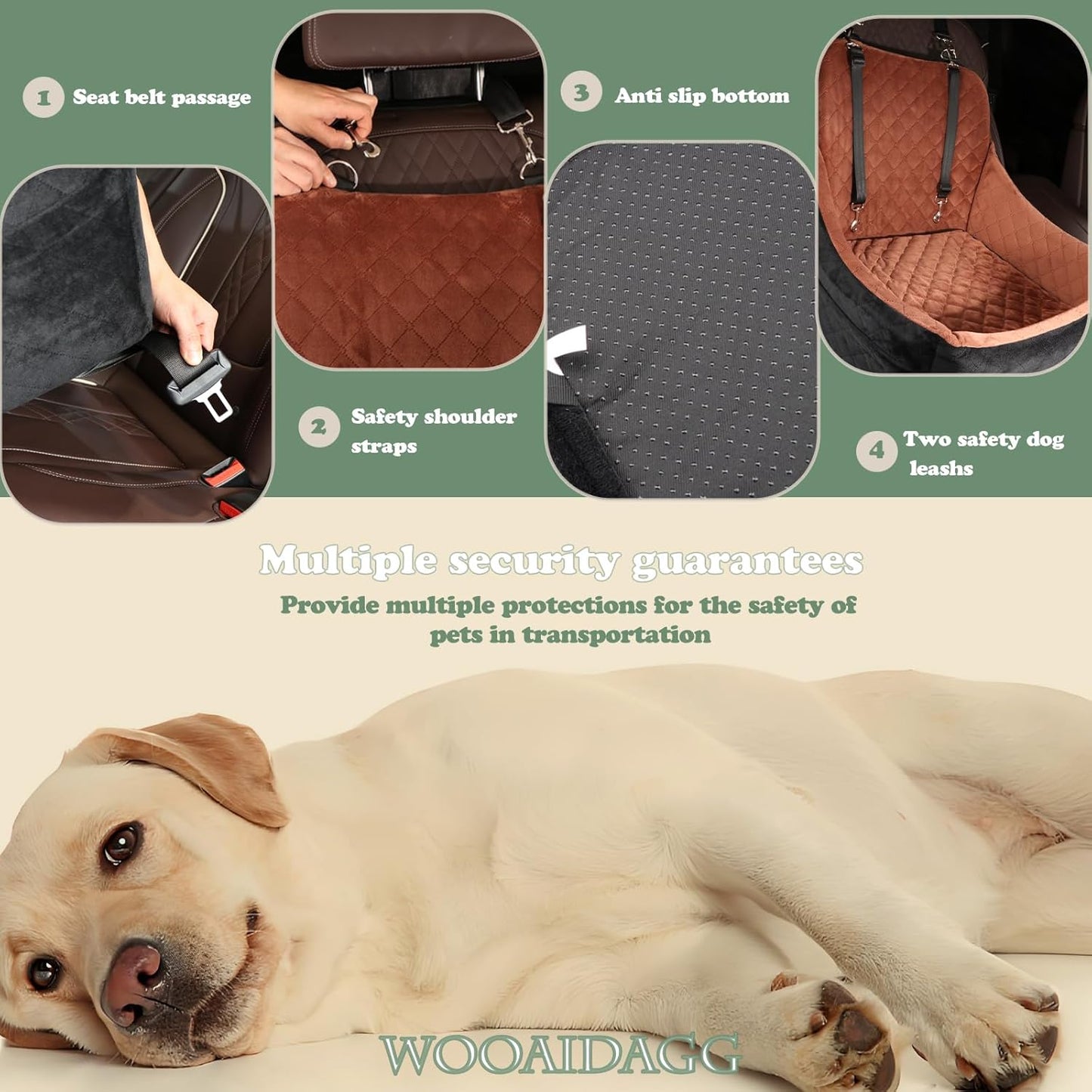 Dog Car Seat for Small to Medium Sized Dog (Black/Brown)