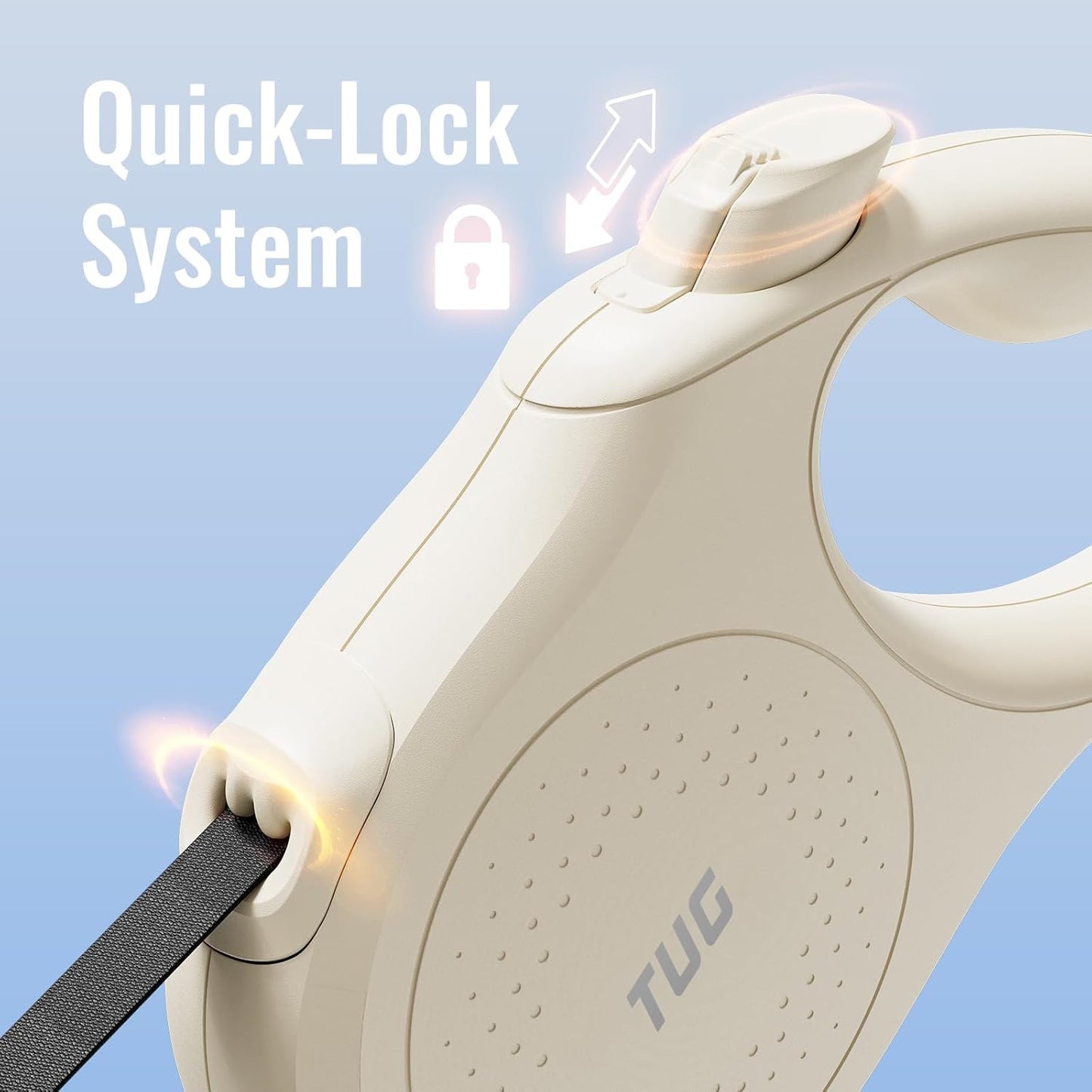 Quest Retractable Dog Leash – 16 ft, Tangle-Free (Medium, Cream)