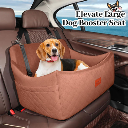 Dog Car Seat for Medium & Large Dogs up to 55Lbs (Brown, Large)