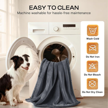 Waterproof Sherpa Pet Blanket Dark Gray Small（40" X 28"）