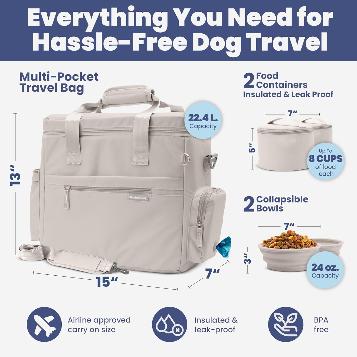 The Original Doggy Bag™ Travel Set- Beige