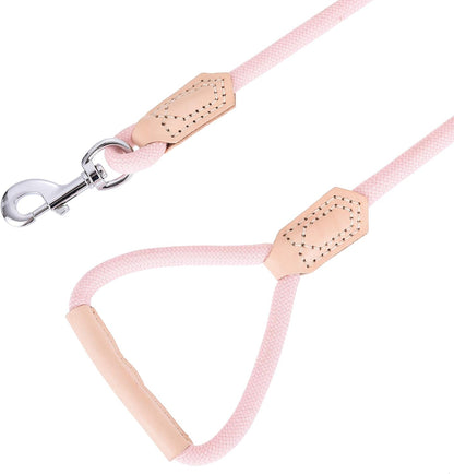 Mile High Life Leather Rope Dog Leash- Pink