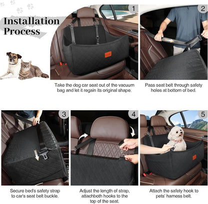 Dog Car Seat for Dogs up to 55Lbs (Black,Large)