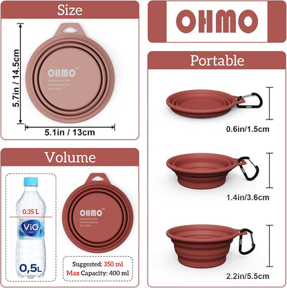 Collapsible Dog Bowl(2 Pack, 12Oz/400Ml) Premium Silicone 