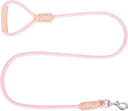 Mile High Life Leather Rope Dog Leash- Pink