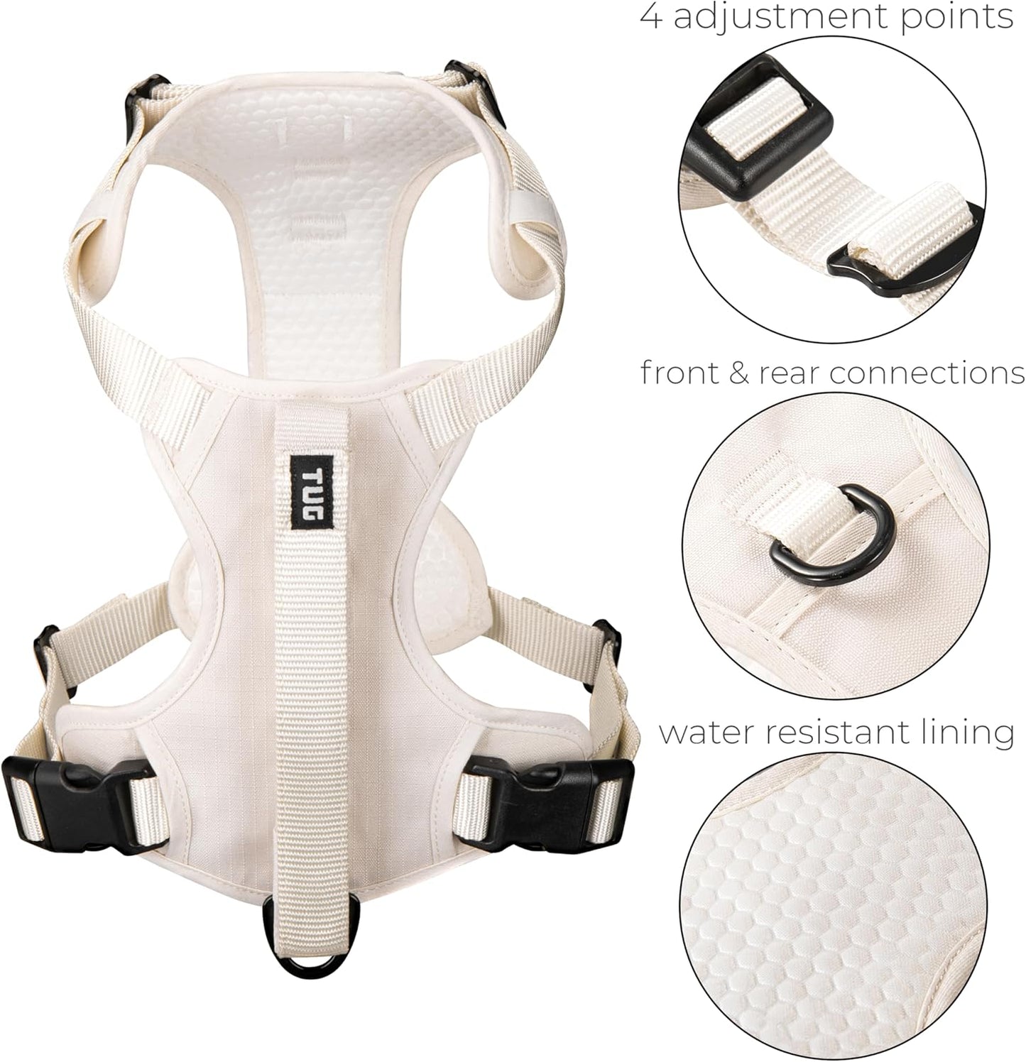 Grab Dog Harness | Integrated Traffic Leash Magnetically Attached for Quick Control (Small/Cream)