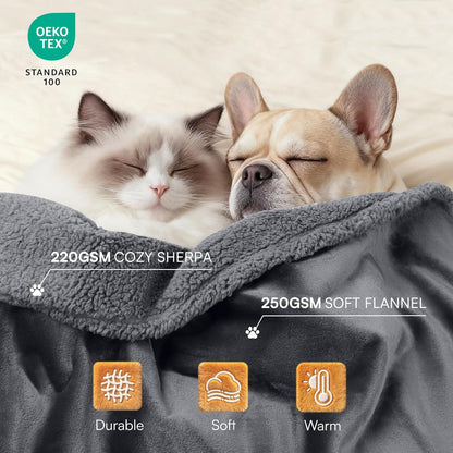 Waterproof Sherpa Pet Blanket Dark Gray Small（40" X 28"）