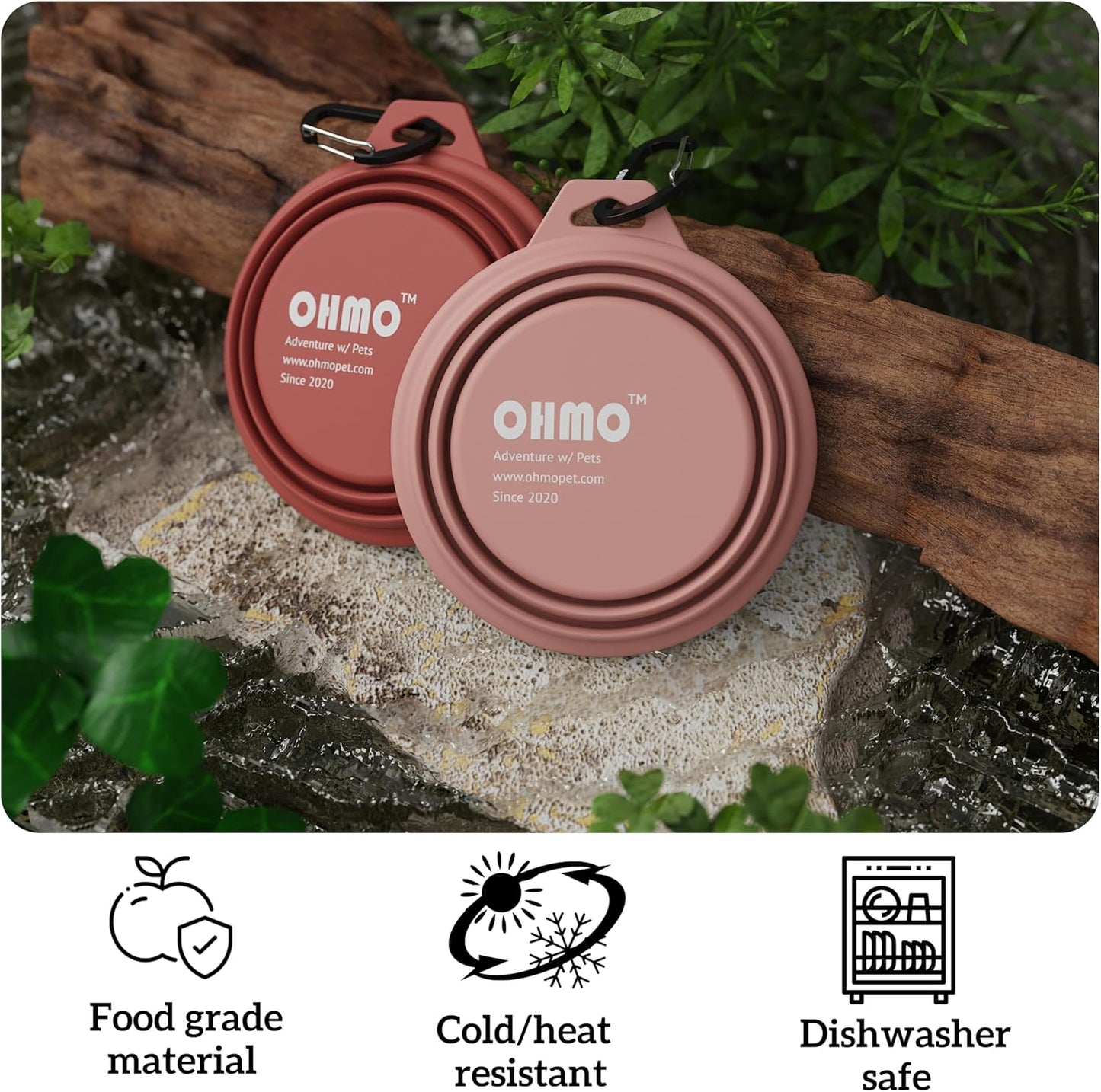 Collapsible Dog Bowl(2 Pack, 12Oz/400Ml) Premium Silicone 