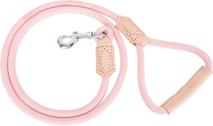 Mile High Life Leather Rope Dog Leash- Pink