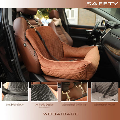Dog Car Seat for Small Dogs (Brown)