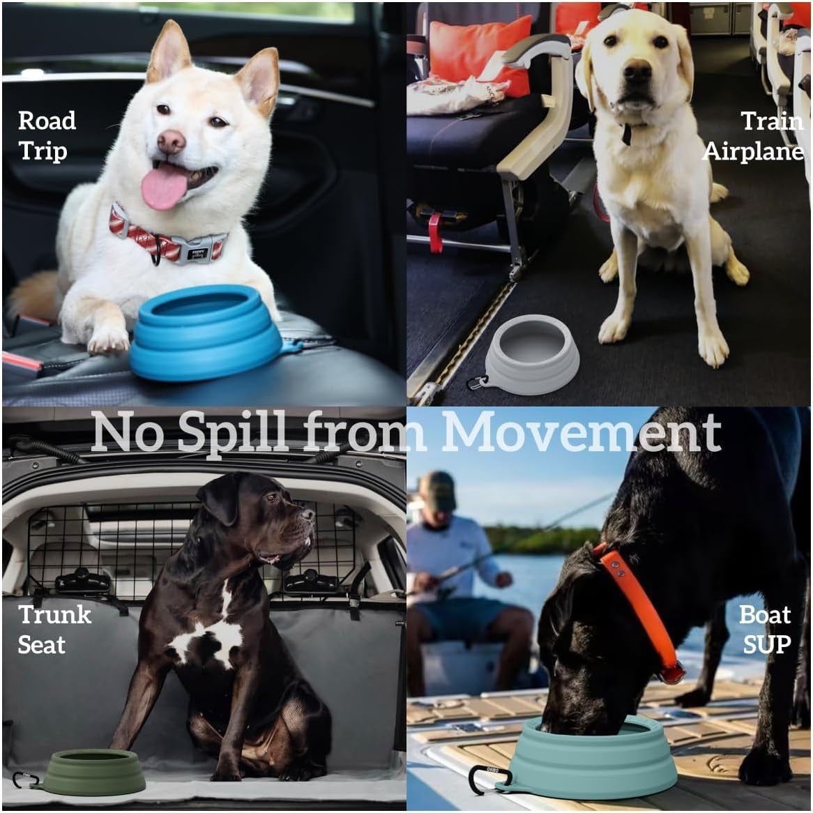 Spill Proof Collapsible Dog Water Bowl 24Oz for Cars