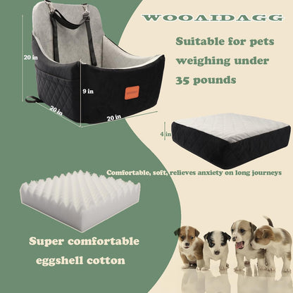 Dog Car Seat for Small to Medium Sized Dog up to  (Black/Grey)
