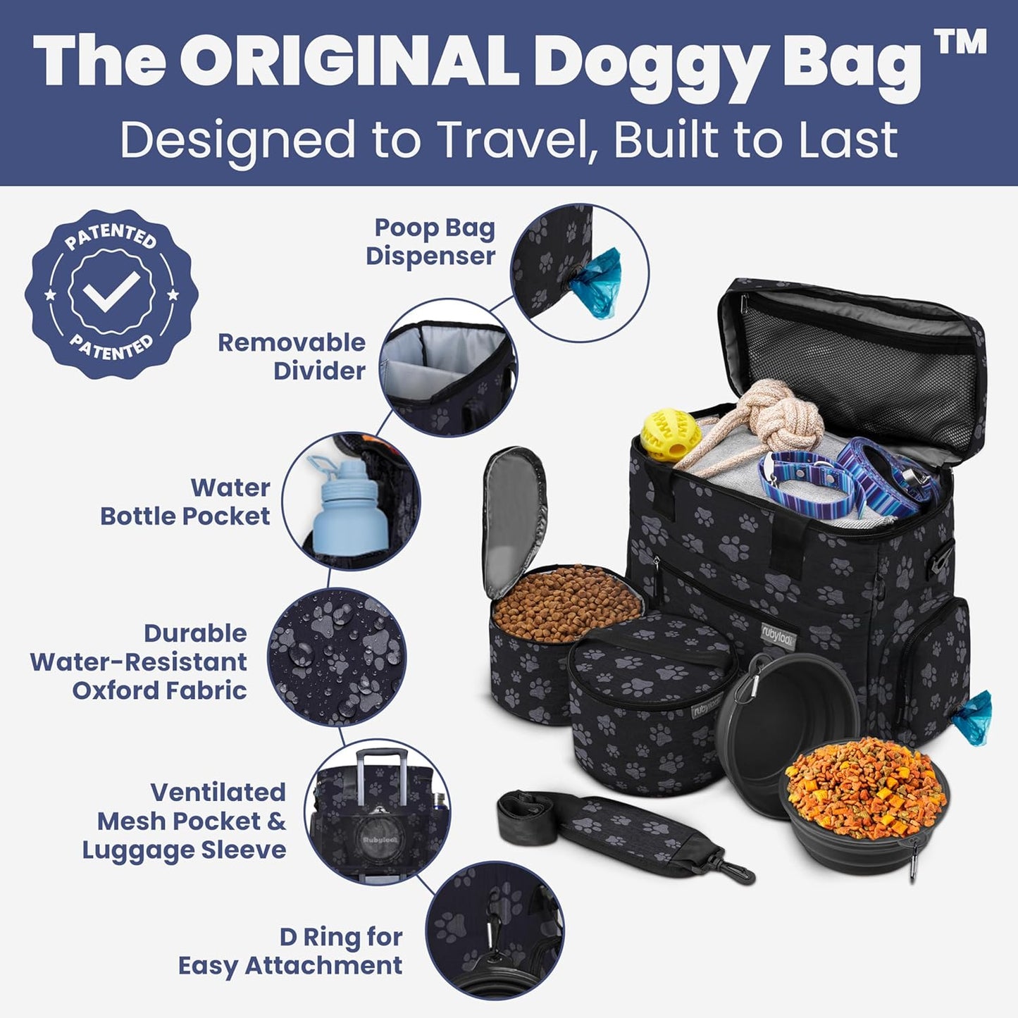 The Original Doggy Bag™ Travel Set- Paw Print
