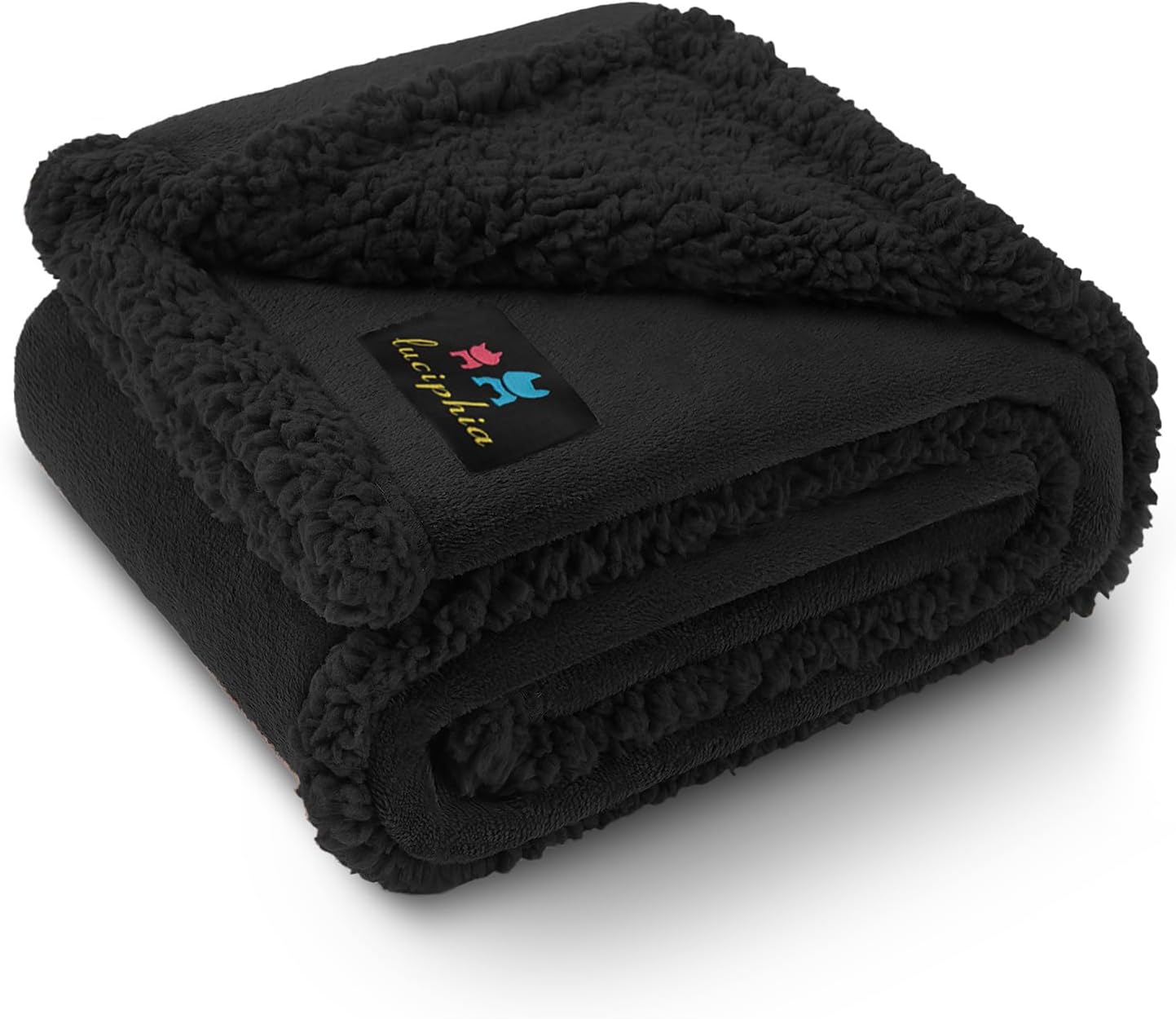 Waterproof Sherpa Pet Blanket Black Small（40" X 28"）