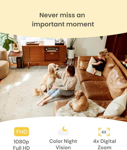 Mini Pet Camera: Basic See & Talk Features, No AI Alerts, No Subscription Required, Pet Security Cam W/Barking/Meowing Alerts, 130° Wide Angle View, 2-Way Audio, Smart Home Monitoring