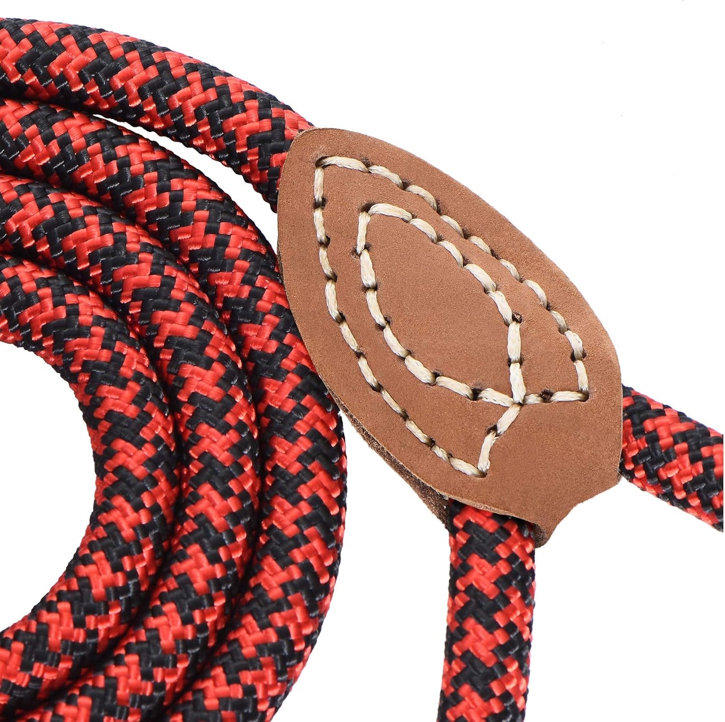 Mile High Life Leather Rope Dog Leash- Red Black 