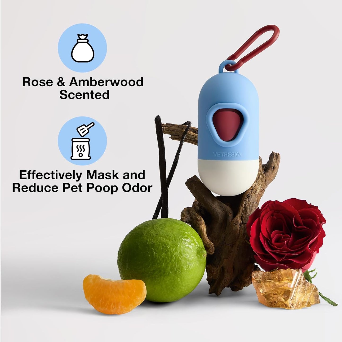 Dog Poop Bag with Dispenser Rose & Amberwood Scented