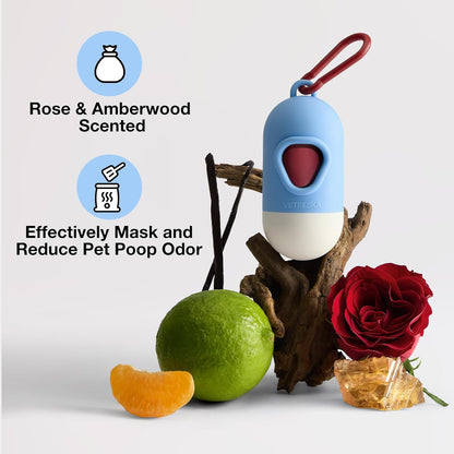 Dog Poop Bag with Dispenser Rose & Amberwood Scented