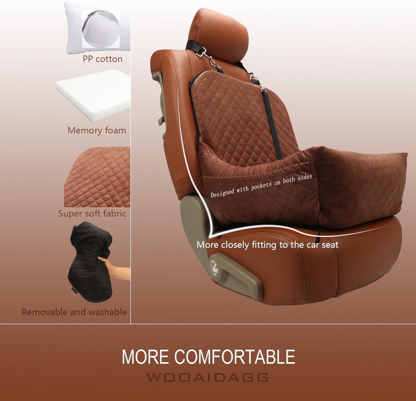 Dog Car Seat for Small Dogs (Brown)