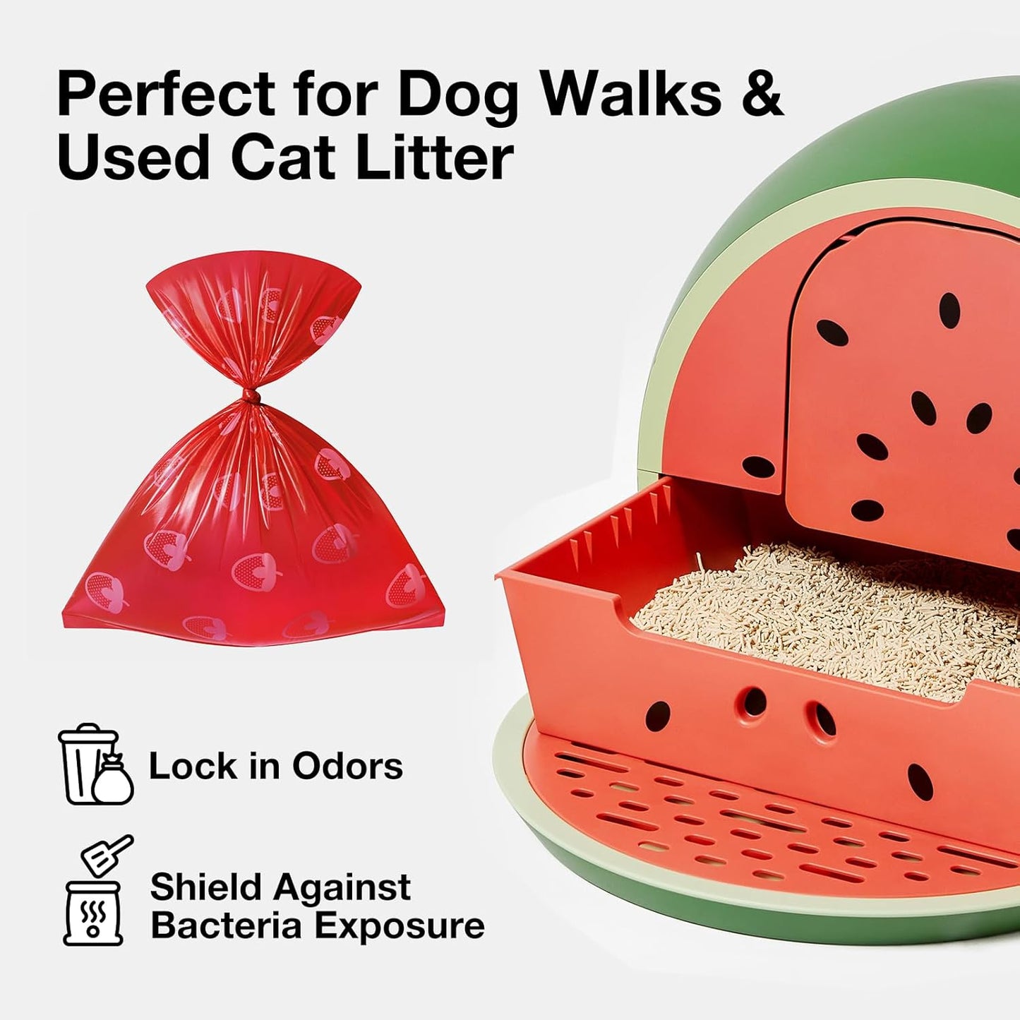 Dog Poop Bag Dispenser with Strawberry Scented Bags