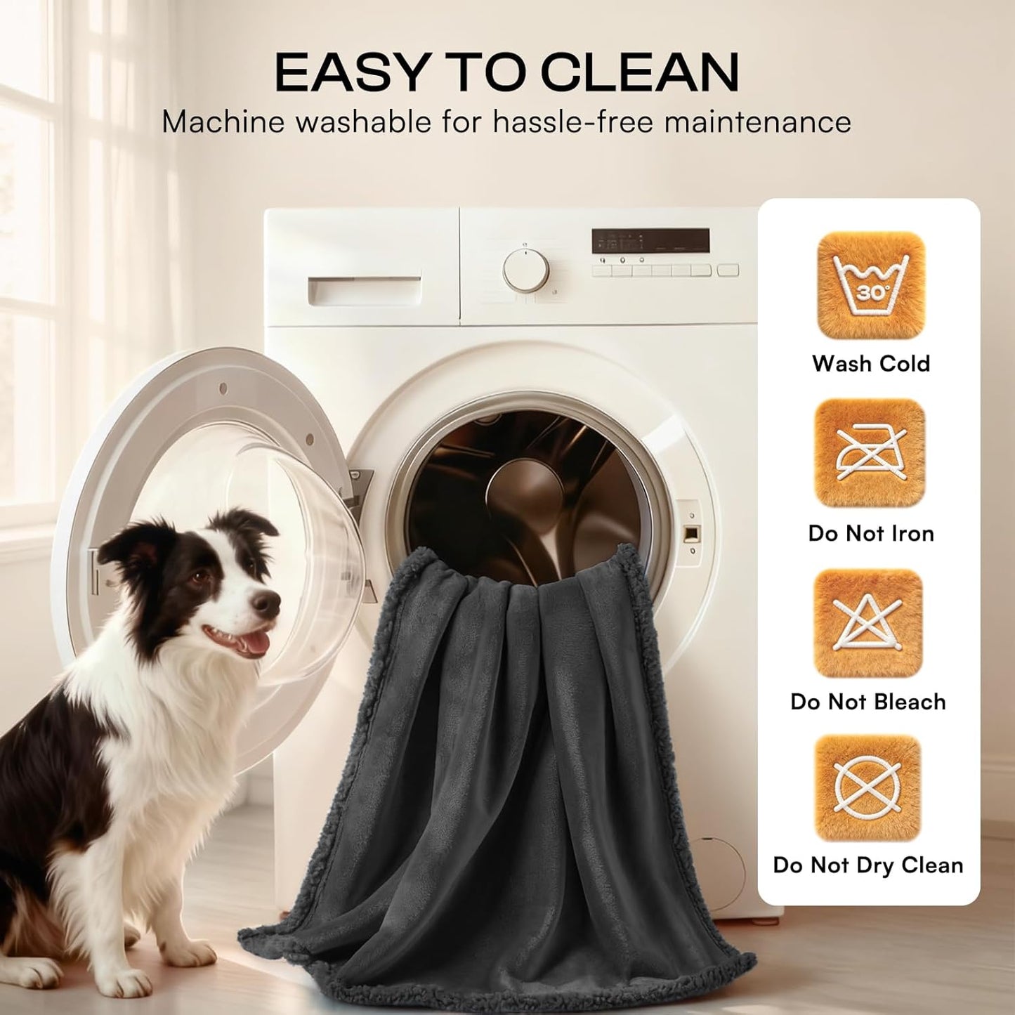 Waterproof Sherpa Pet Blanket Black Small（40" X 28"）