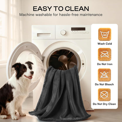 Waterproof Sherpa Pet Blanket Black Small（40" X 28"）
