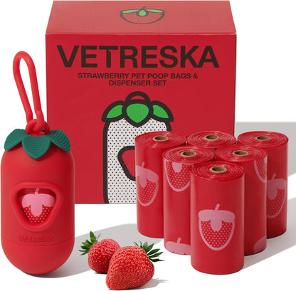 Dog Poop Bag Dispenser with Strawberry Scented Bags