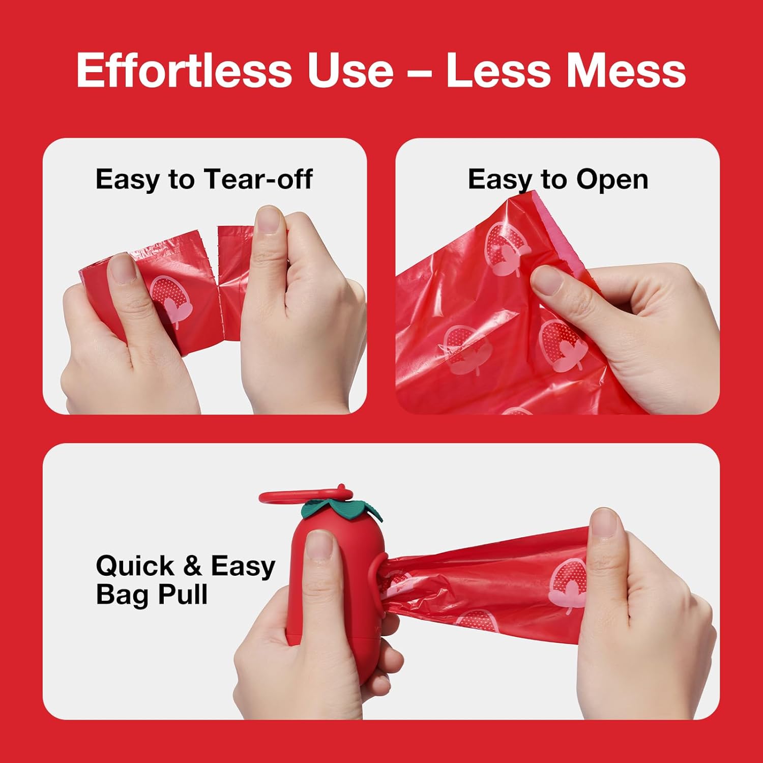 Dog Poop Bag Dispenser with Strawberry Scented Bags