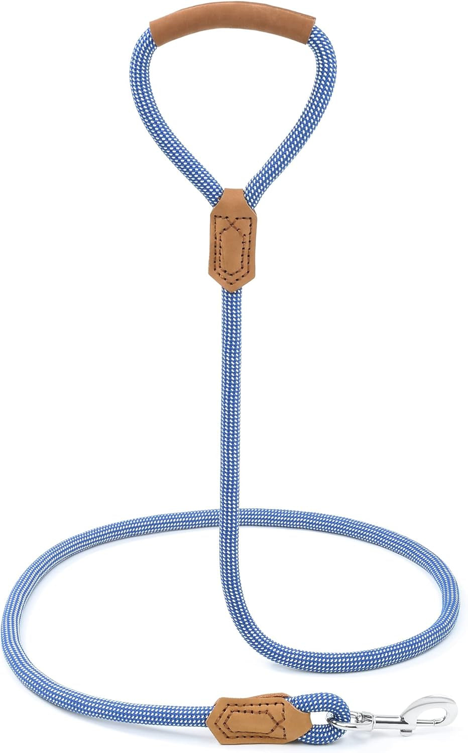 Mile High Life Leather Rope Dog Leash- Blue White