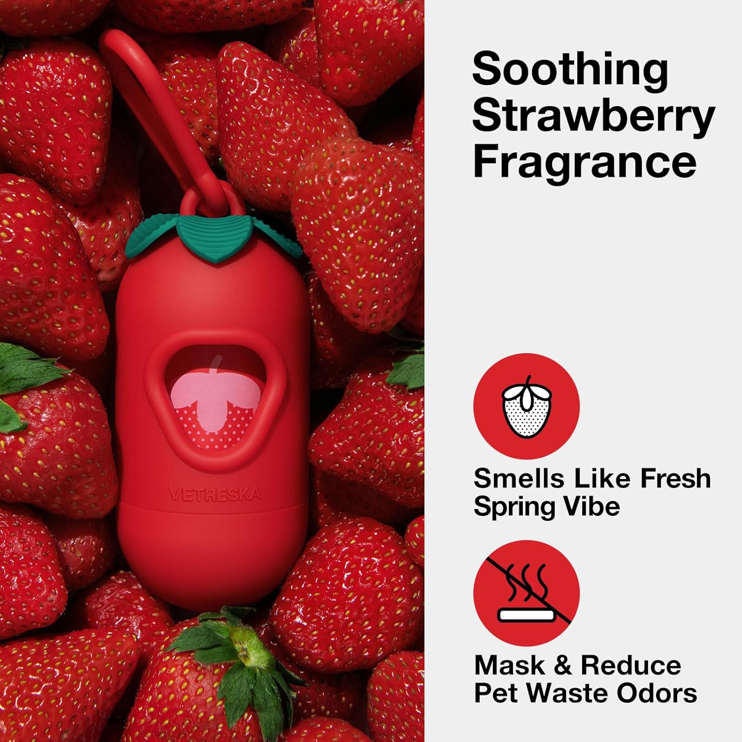 Dog Poop Bag Dispenser with Strawberry Scented Bags