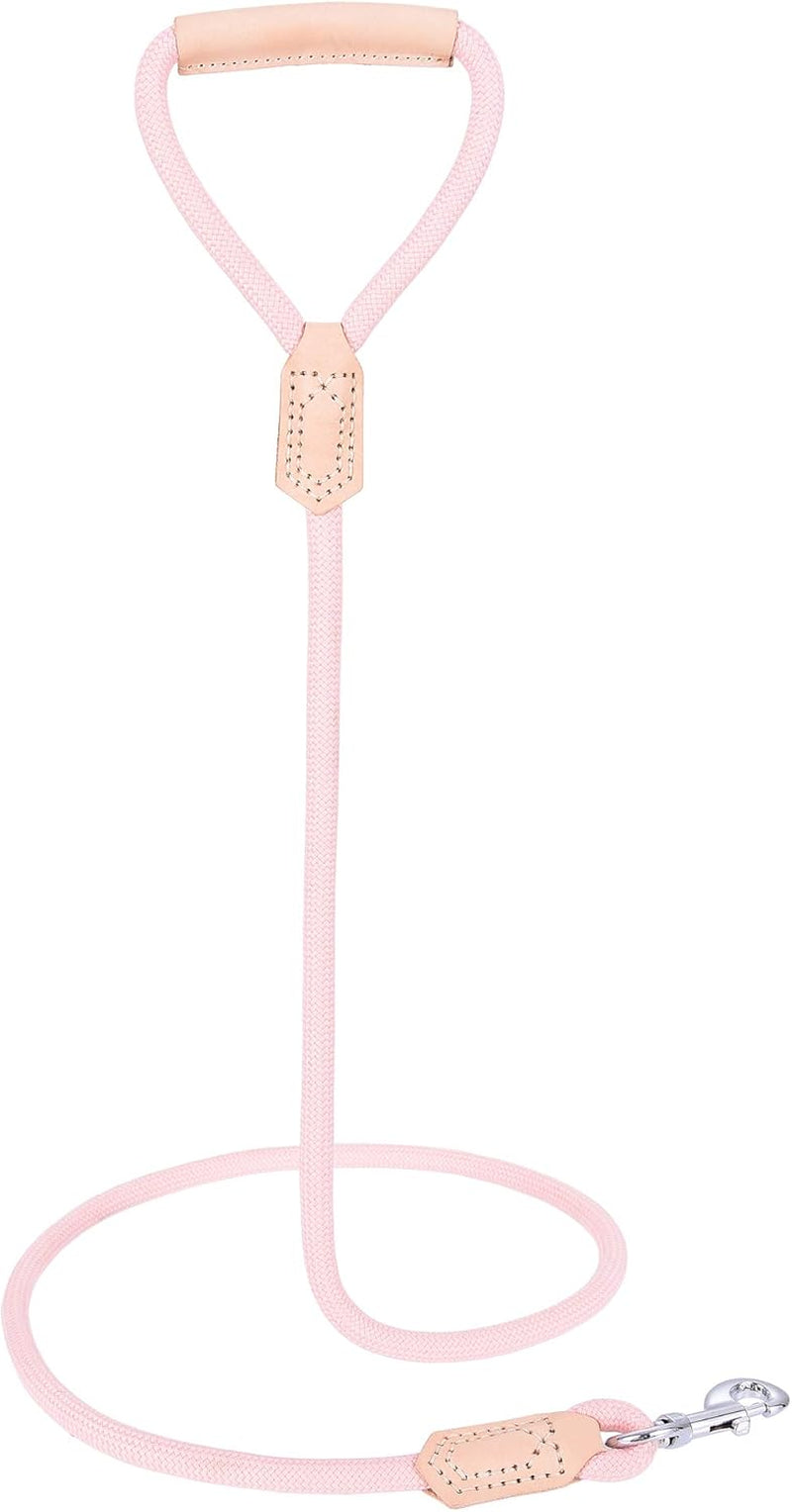 Mile High Life Leather Rope Dog Leash- Pink