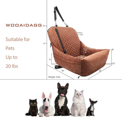 Dog Car Seat for Small Dogs (Brown)