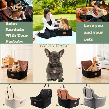 Dog Car Seat for Small to Medium Sized Dog (Black/Brown)