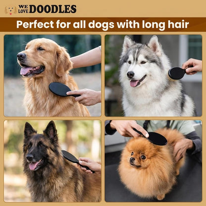 Pin Brush for Dogs, Pet Grooming Detangler Pin Dog Brush, Dog Brush for Shedding and Removing Loose Fur, Lightweight Beech Wood (Gold Pins)