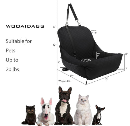 Dog Car Seat for Small Dogs up to 25 Lbs (Black)