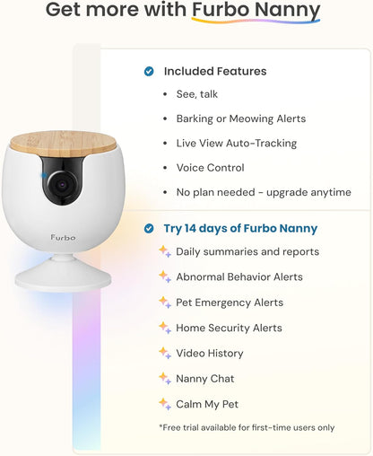 Mini Pet Camera: Basic See & Talk Features, No AI Alerts, No Subscription Required, Pet Security Cam W/Barking/Meowing Alerts, 130° Wide Angle View, 2-Way Audio, Smart Home Monitoring