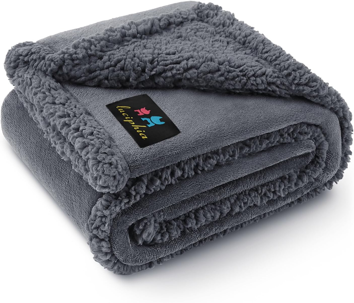 Waterproof Sherpa Pet Blanket Dark Gray Small（40" X 28"）