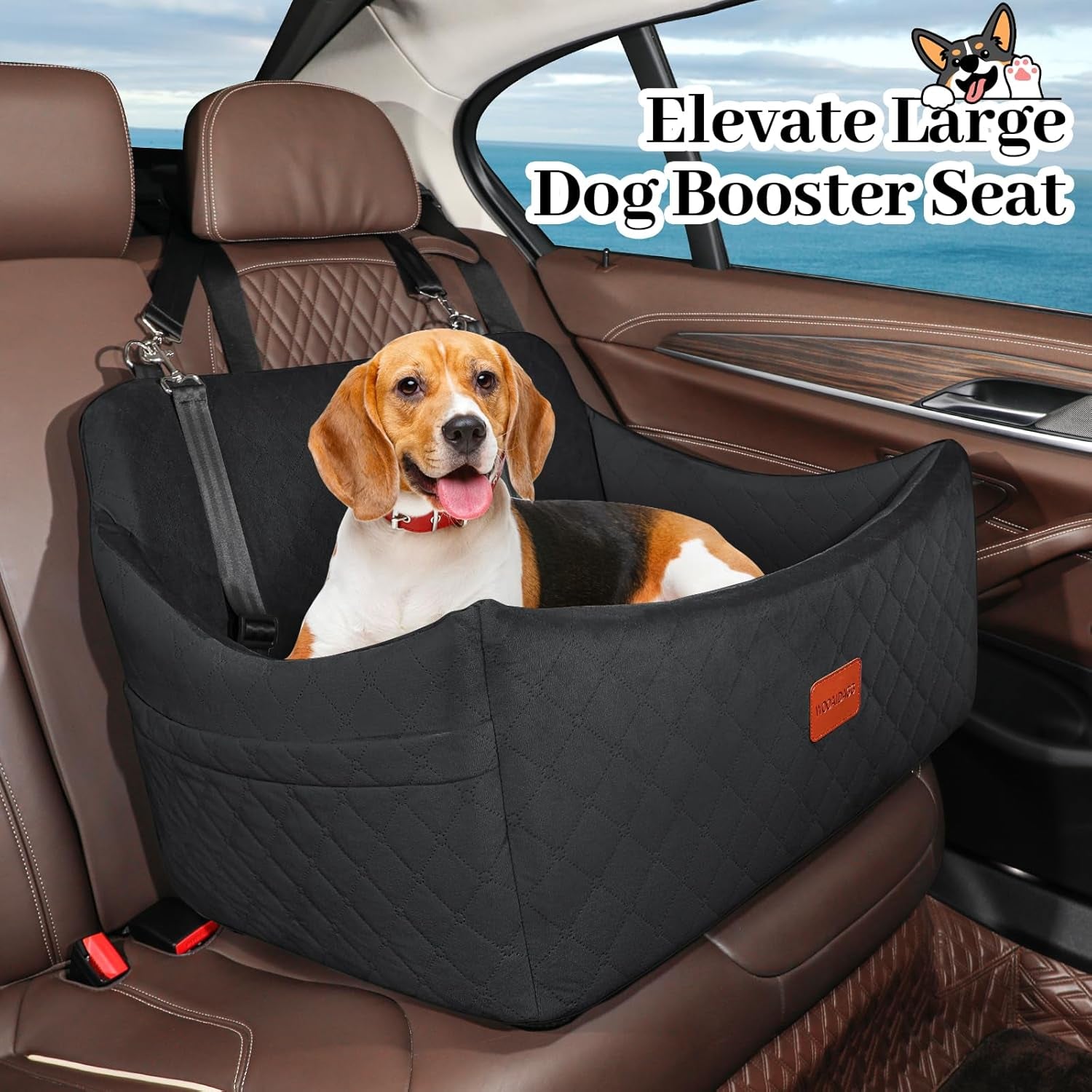 Dog Car Seat for Dogs up to 55Lbs (Black,Large)