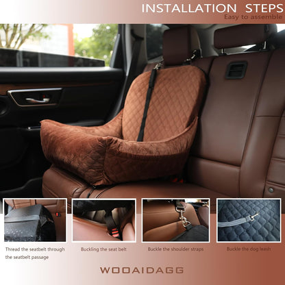 Dog Car Seat for Small Dogs (Brown)