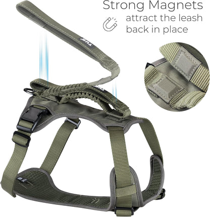 Grab Dog Harness | Integrated Traffic Leash Magnetically Attached for Quick Control (Large/Green)
