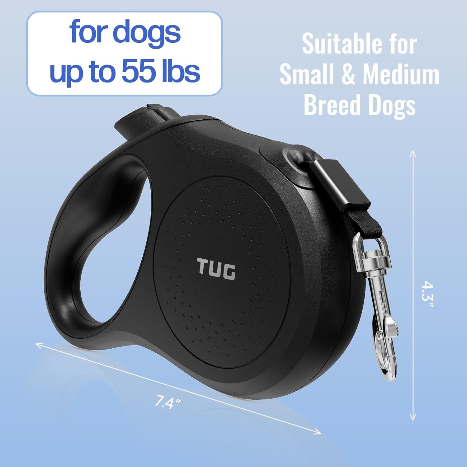 Quest Retractable Dog Leash – 16 ft, Tangle-Free (Medium, Black)