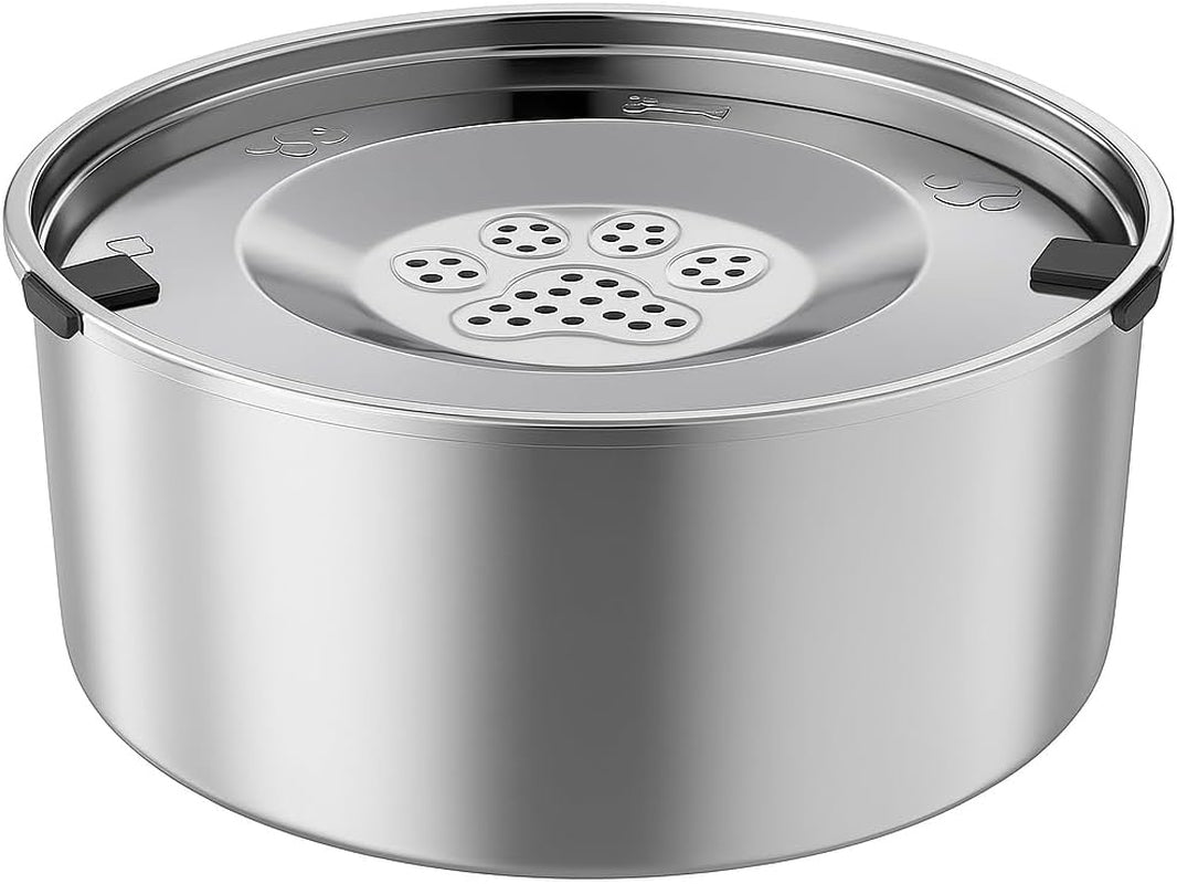 3L/101Oz Stainless Steel Dog Water Bowl with Floating Disk – Spill Proof & Slow Drinking Pet Feeder for Dogs & Cats – No Mess Travel Water Dispenser for Car & Home Use (Dog Water Bowl, 3L/101Oz)