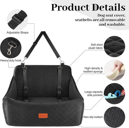 Dog Car Seat for Dogs up to 55Lbs (Black,Large)