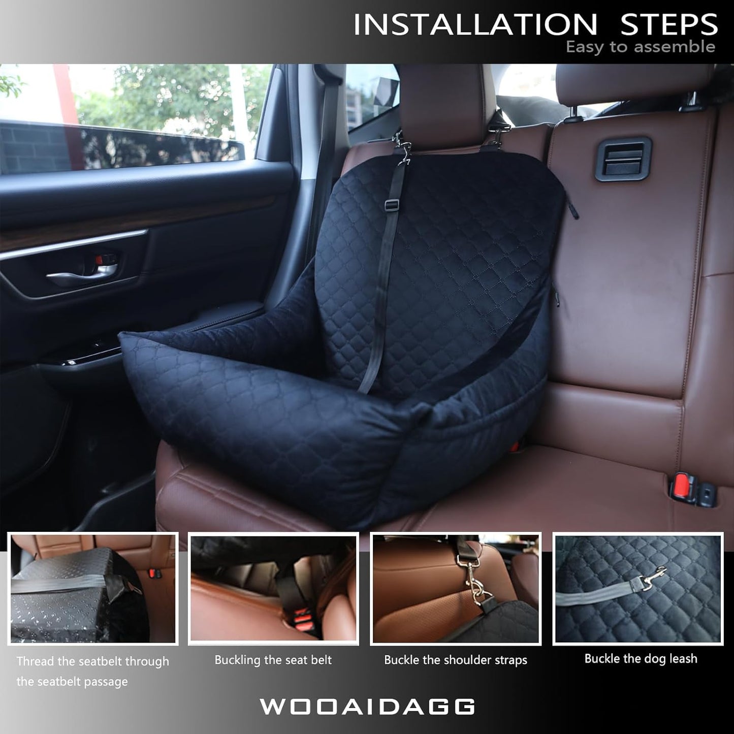 Dog Car Seat for Small Dogs up to 25 Lbs (Black)