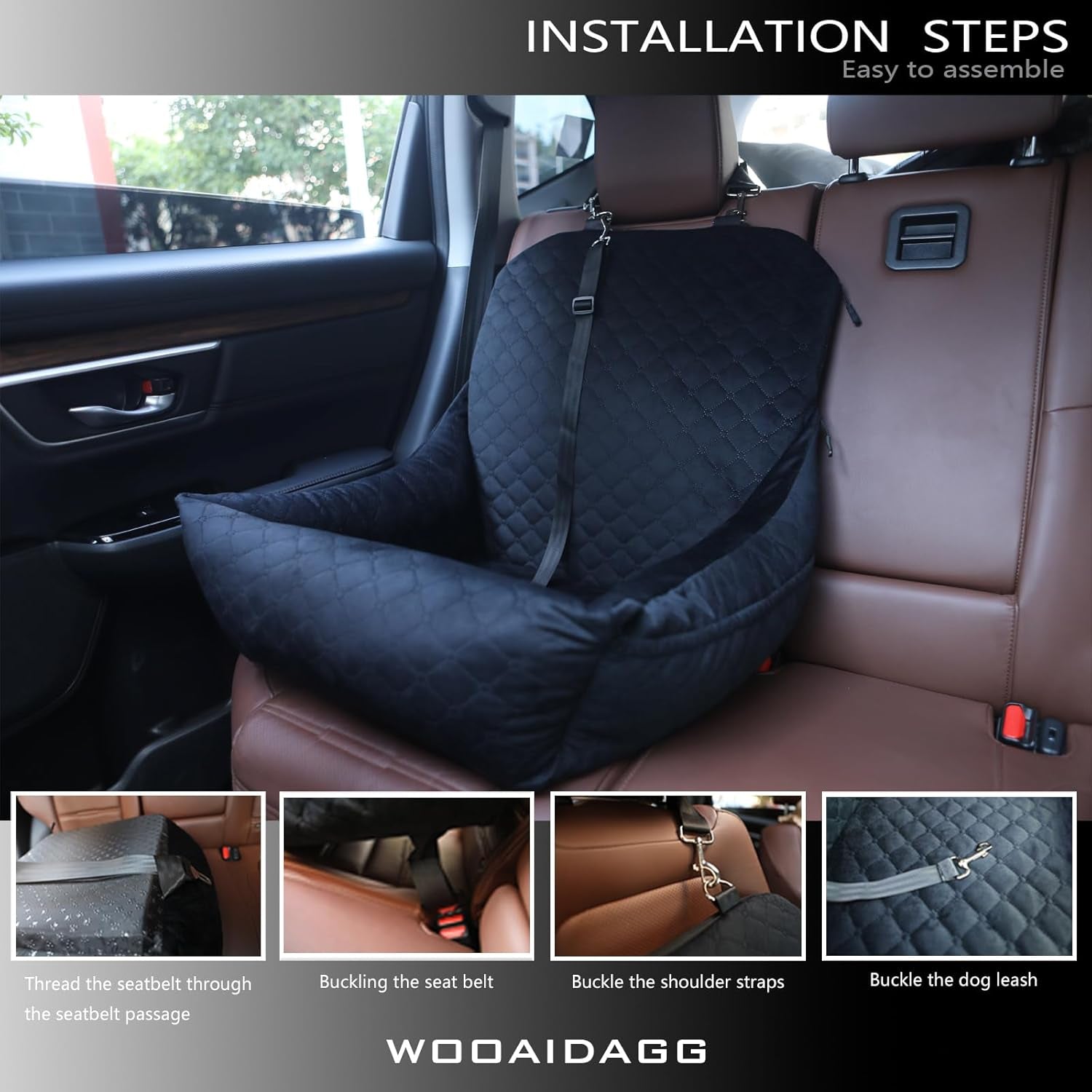 Dog Car Seat for Small Dogs up to 25 Lbs (Black)
