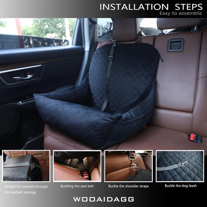 Dog Car Seat for Small Dogs up to 25 Lbs (Black)