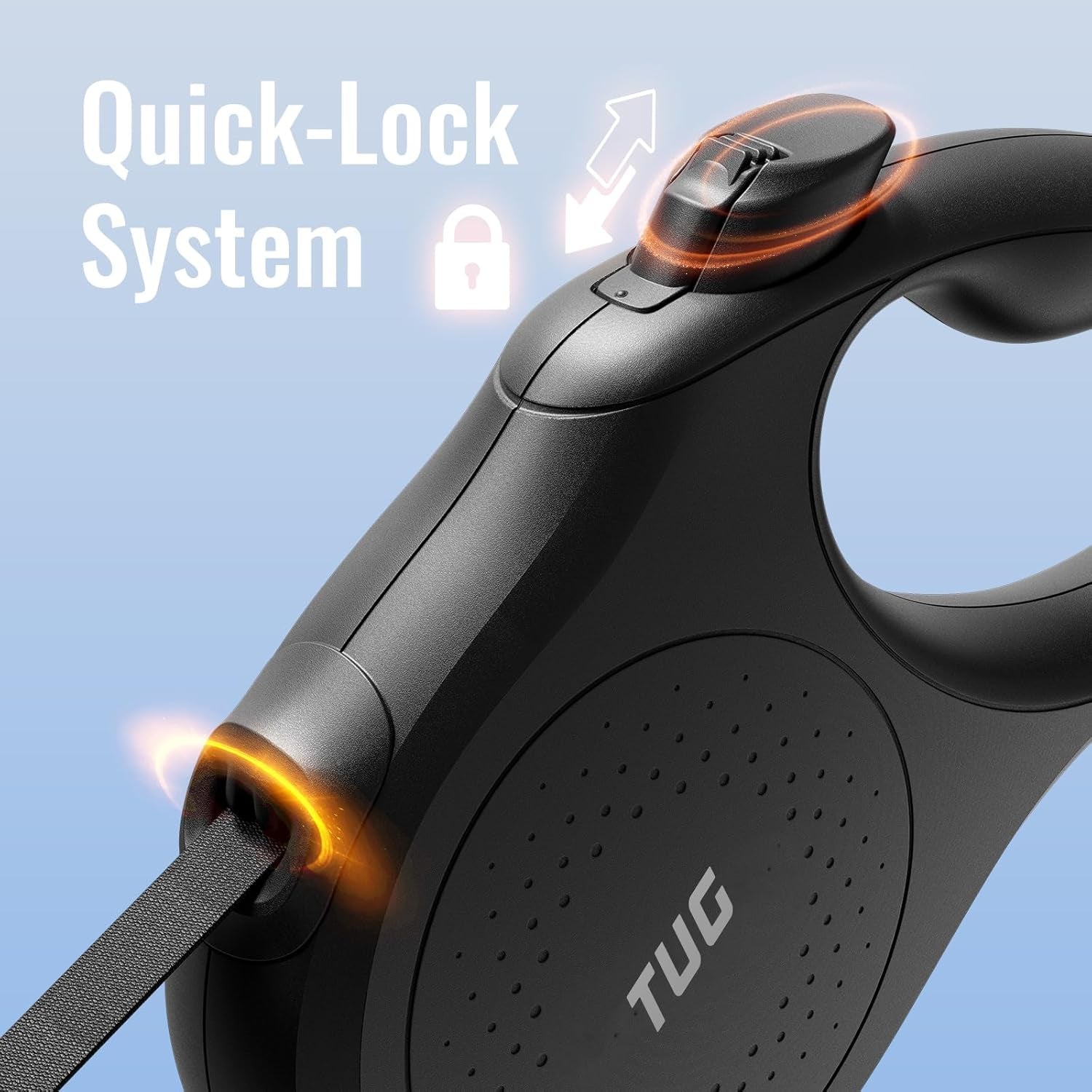 Quest Retractable Dog Leash – 16 ft, Tangle-Free (Medium, Black)