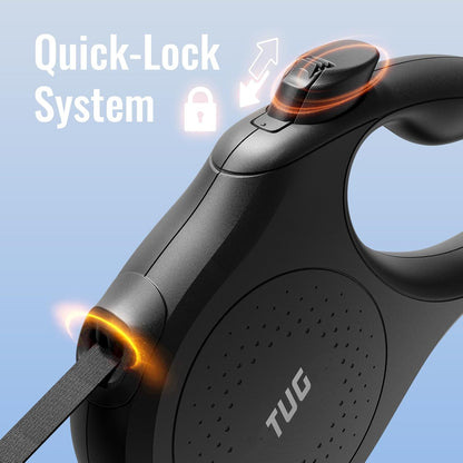 Quest Retractable Dog Leash – 16 ft, Tangle-Free (Medium, Black)