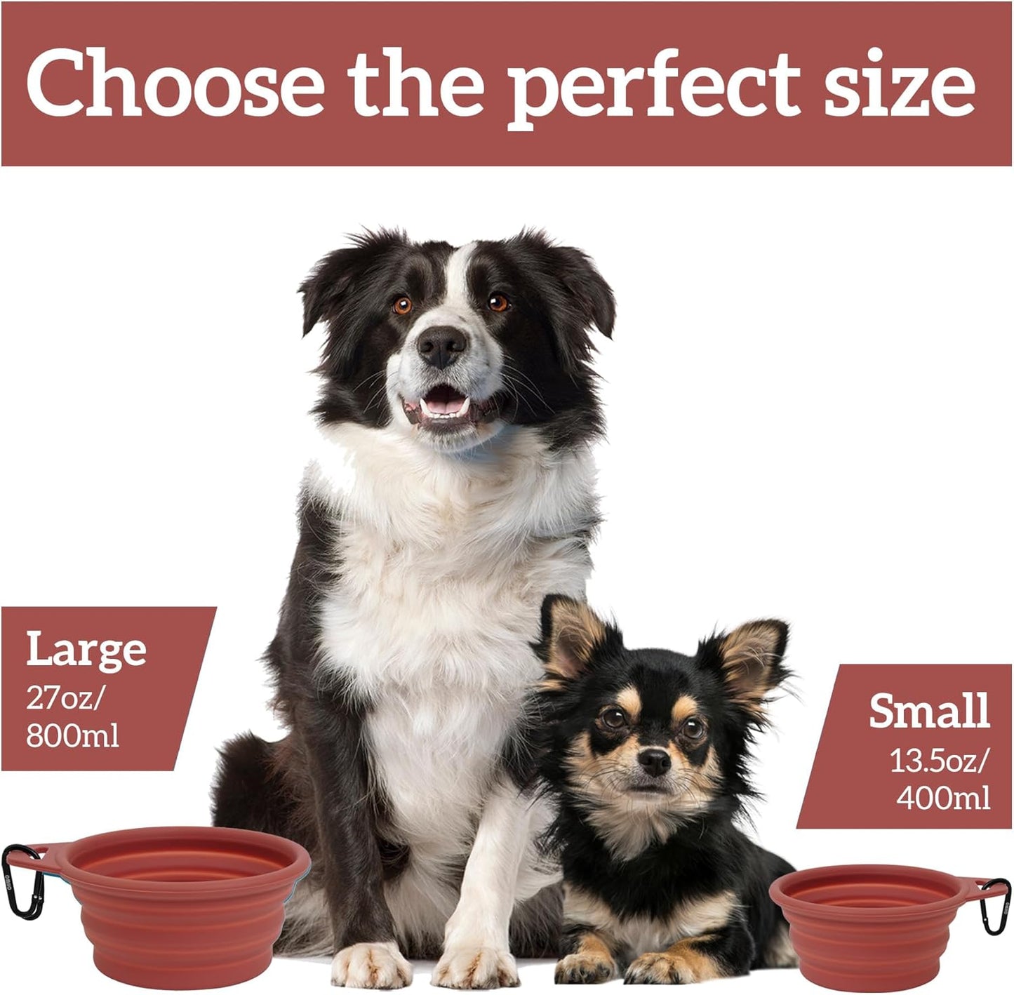 Collapsible Dog Bowl(2 Pack, 12Oz/400Ml) Premium Silicone 